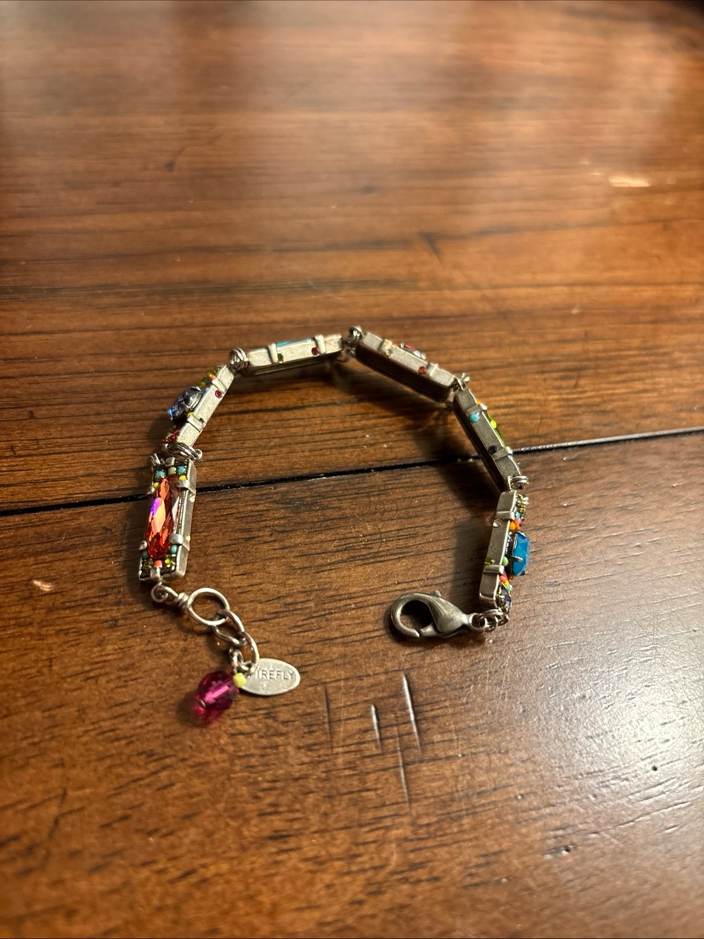 7" Adjustable Crystal & Bead Mosaic FIREFLY Bracelet Stunning Color and Shine - Picture 5 of 8